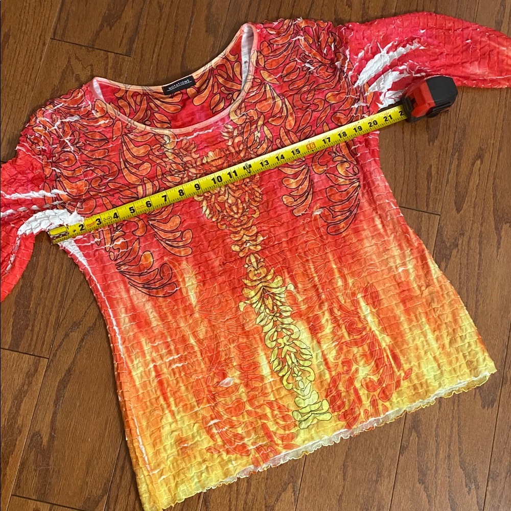 Notations Red, Orange & Yellow Floral design longsleeves blouse - Size Medium - Picture 7 of 9